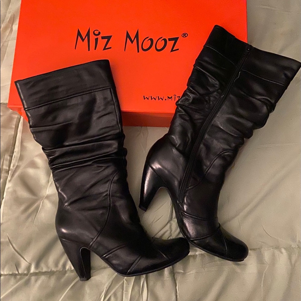 Black leather high heel boots size 8 nordstrom